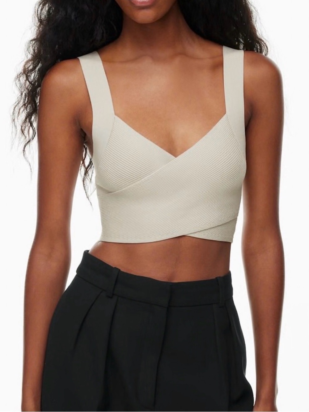 Aritzia Babaton Sculpt Knit Greek Tank in Matte Pearl XS